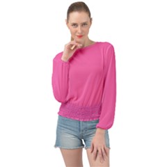 Hot Hollywood Pink Color Banded Bottom Chiffon Top by SpinnyChairDesigns