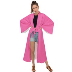 Hot Hollywood Pink Color Maxi Kimono by SpinnyChairDesigns