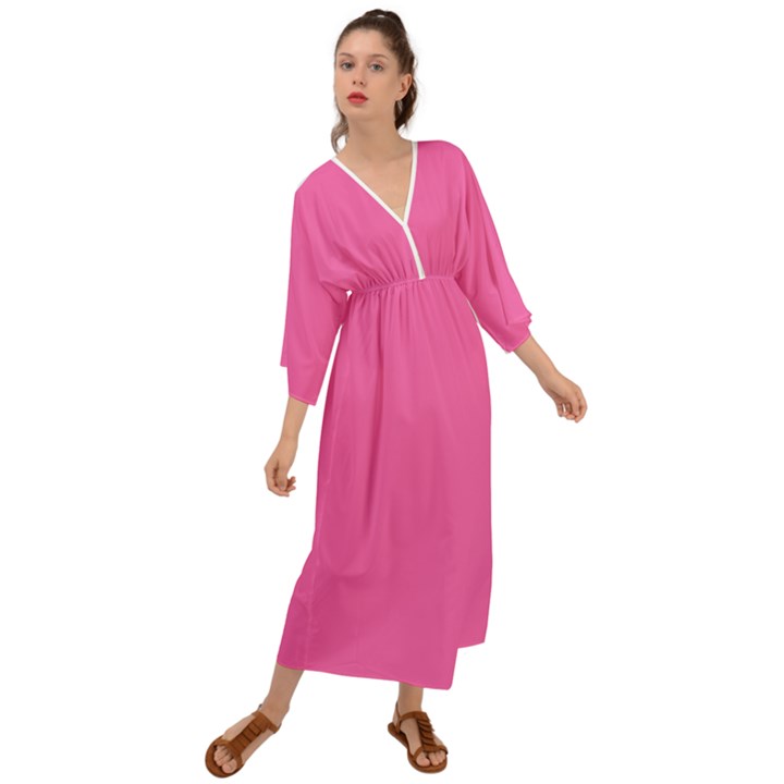 Hot Hollywood Pink Color Grecian Style  Maxi Dress