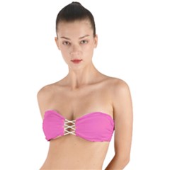 Hot Hollywood Pink Color Twist Bandeau Bikini Top by SpinnyChairDesigns