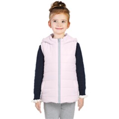 Lavender Blush Pink Color Kids  Hooded Puffer Vest by SpinnyChairDesigns