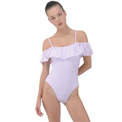 Lavender Blush Pink Color Frill Detail One Piece Swimsuit by SpinnyChairDesigns