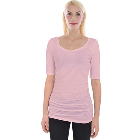 Baby Pink Color Wide Neckline Tee by SpinnyChairDesigns