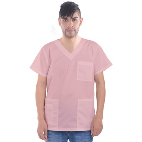 Baby Pink Color Men s V-neck Scrub Top by SpinnyChairDesigns