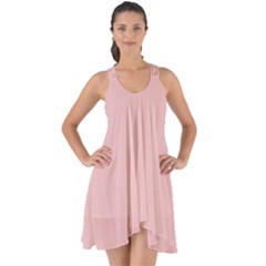 Baby Pink Color Show Some Back Chiffon Dress by SpinnyChairDesigns