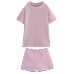 Baby Pink Color Kids  Swim Tee And Shorts Set by SpinnyChairDesigns