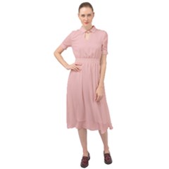 Baby Pink Color Keyhole Neckline Chiffon Dress by SpinnyChairDesigns