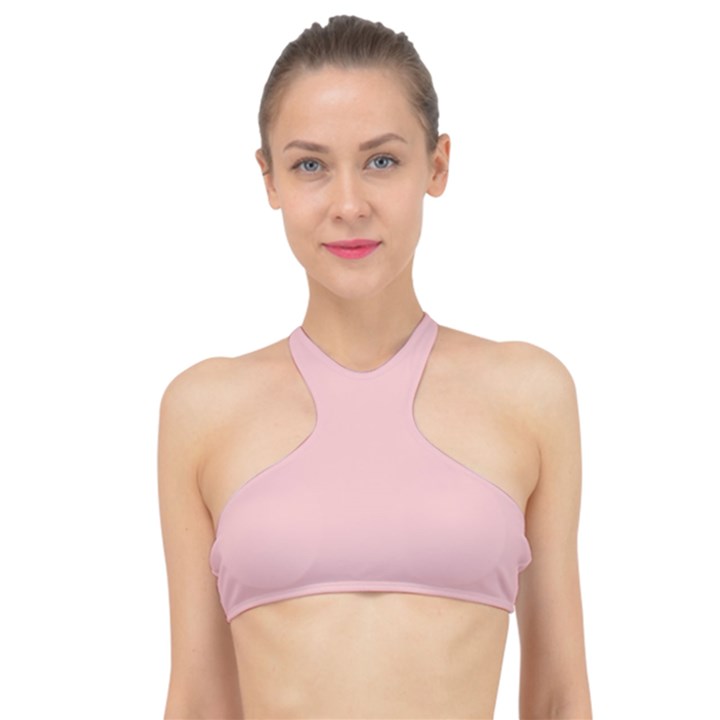 Baby Pink Color High Neck Bikini Top