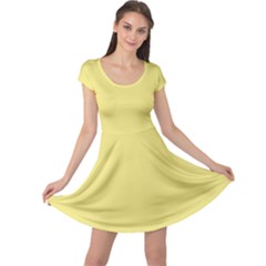 True Lemon Yellow Color Cap Sleeve Dress by SpinnyChairDesigns