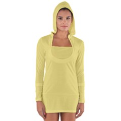 True Lemon Yellow Color Long Sleeve Hooded T-shirt by SpinnyChairDesigns