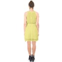 True Lemon Yellow Color Halter Collar Waist Tie Chiffon Dress View2