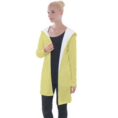 True Lemon Yellow Color Longline Hooded Cardigan by SpinnyChairDesigns