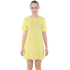 True Lemon Yellow Color Sixties Short Sleeve Mini Dress by SpinnyChairDesigns