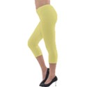 True Lemon Yellow Color Lightweight Velour Capri Leggings  View3