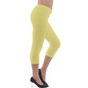 True Lemon Yellow Color Lightweight Velour Capri Leggings  View4