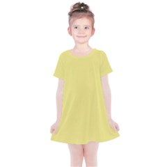 True Lemon Yellow Color Kids  Simple Cotton Dress by SpinnyChairDesigns