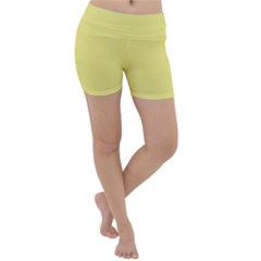 True Lemon Yellow Color Lightweight Velour Yoga Shorts by SpinnyChairDesigns