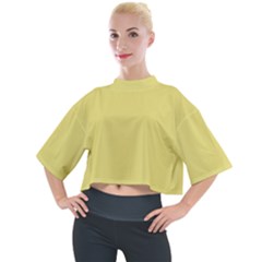 True Lemon Yellow Color Mock Neck Tee by SpinnyChairDesigns