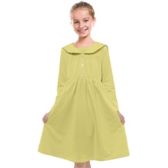 True Lemon Yellow Color Kids  Midi Sailor Dress by SpinnyChairDesigns