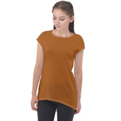 True Light Brown Color Cap Sleeve High Low Top by SpinnyChairDesigns