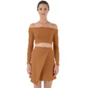 True Light Brown Color Off Shoulder Top with Skirt Set View1