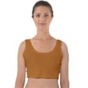 True Light Brown Color Velvet Crop Top View1