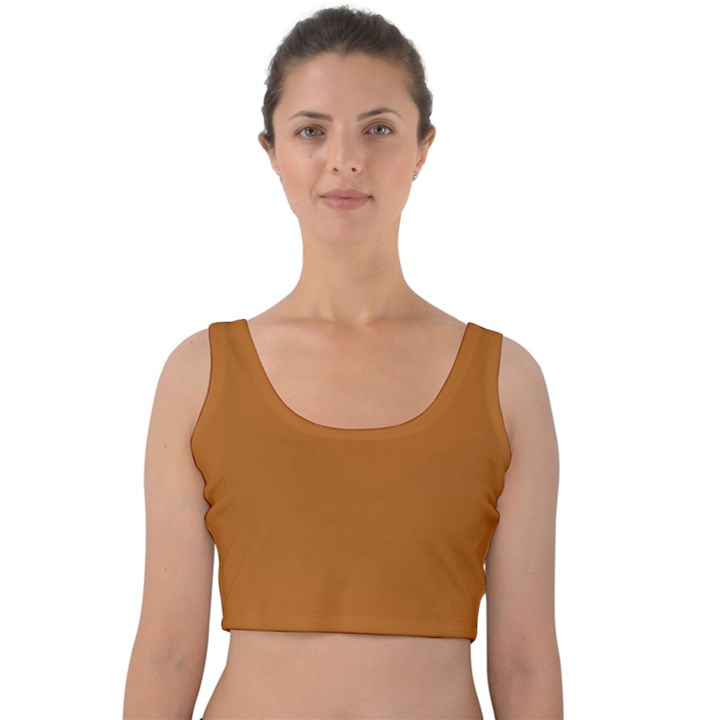 True Light Brown Color Velvet Crop Top