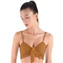 True Light Brown Color Woven Tie Front Bralet View1