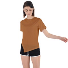 True Light Brown Color Asymmetrical Short Sleeve Sports Tee by SpinnyChairDesigns