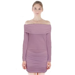 True Mauve Color Long Sleeve Off Shoulder Dress by SpinnyChairDesigns