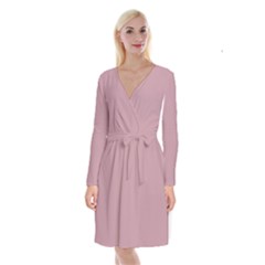 True Mauve Color Long Sleeve Velvet Front Wrap Dress by SpinnyChairDesigns