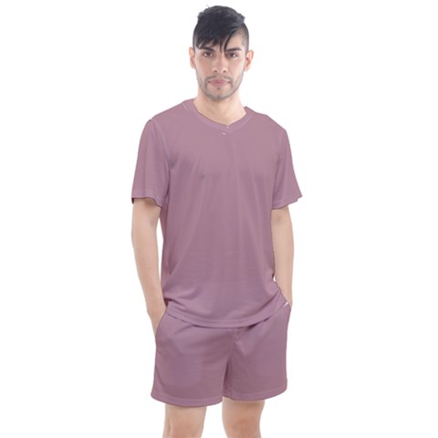 True Mauve Color Men s Mesh Tee And Shorts Set by SpinnyChairDesigns