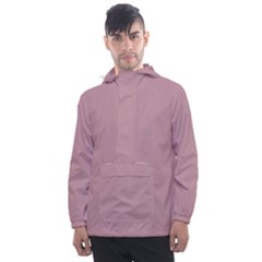 True Mauve Color Men s Front Pocket Pullover Windbreaker by SpinnyChairDesigns