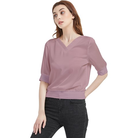 True Mauve Color Quarter Sleeve Blouse by SpinnyChairDesigns