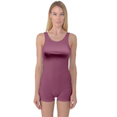 Dark Mauve Color One Piece Boyleg Swimsuit by SpinnyChairDesigns