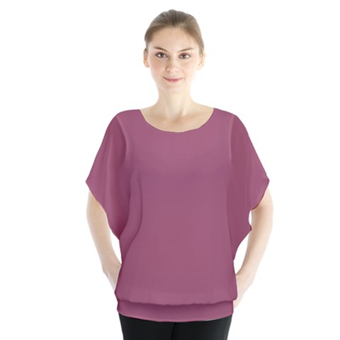 Dark Mauve Color Batwing Chiffon Blouse by SpinnyChairDesigns