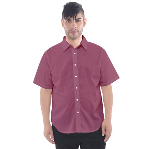 Dark Mauve Color Men s Short Sleeve Shirt by SpinnyChairDesigns