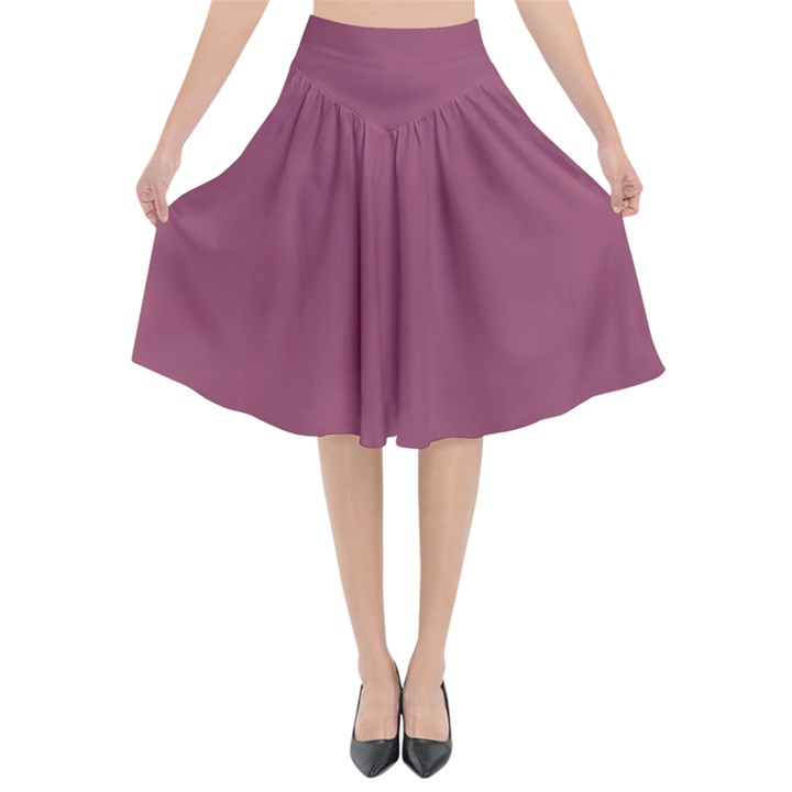 Dark Mauve Color Flared Midi Skirt