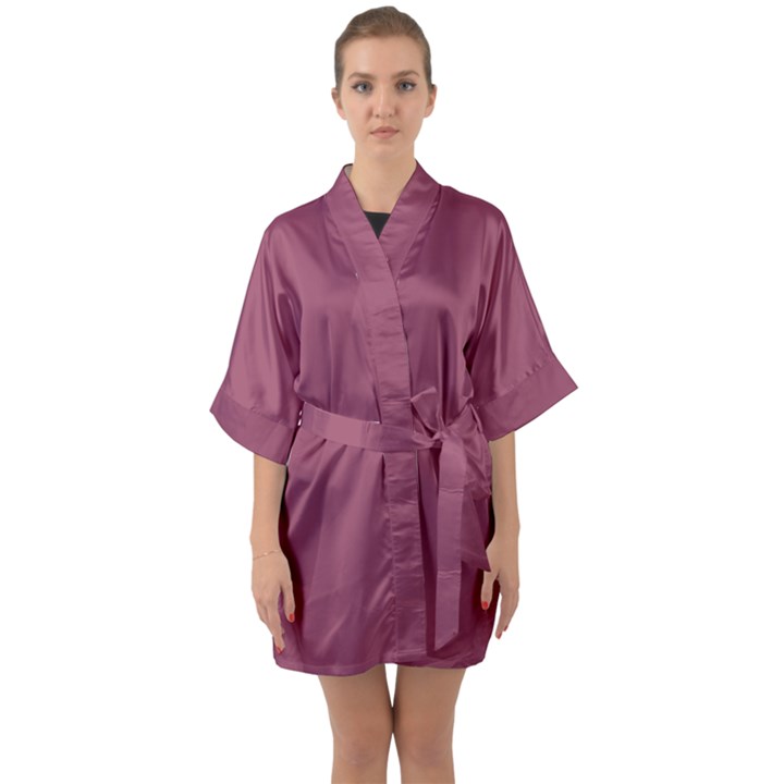 Dark Mauve Color Half Sleeve Satin Kimono 