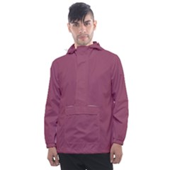 Dark Mauve Color Men s Front Pocket Pullover Windbreaker by SpinnyChairDesigns