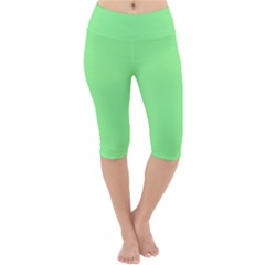 Mint Green Color Lightweight Velour Cropped Yoga Leggings by SpinnyChairDesigns