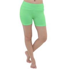 Mint Green Color Lightweight Velour Yoga Shorts by SpinnyChairDesigns