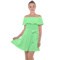 Mint Green Color Off Shoulder Velour Dress by SpinnyChairDesigns