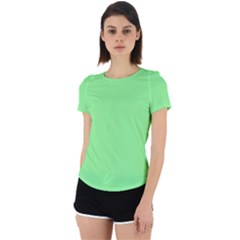 Mint Green Color Back Cut Out Sport Tee by SpinnyChairDesigns