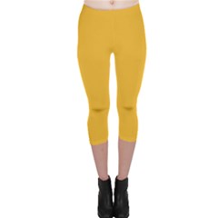 True Mustard Yellow Color Capri Leggings  by SpinnyChairDesigns