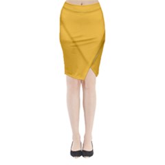 True Mustard Yellow Color Midi Wrap Pencil Skirt by SpinnyChairDesigns