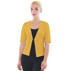 True Mustard Yellow Color Cropped Button Cardigan by SpinnyChairDesigns