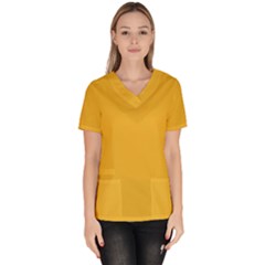 True Mustard Yellow Color Women s V-neck Scrub Top by SpinnyChairDesigns