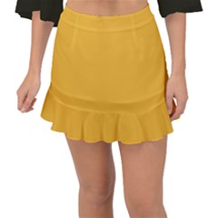 True Mustard Yellow Color Fishtail Mini Chiffon Skirt by SpinnyChairDesigns