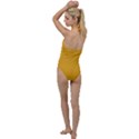 True Mustard Yellow Color Go with the Flow One Piece Swimsuit View2